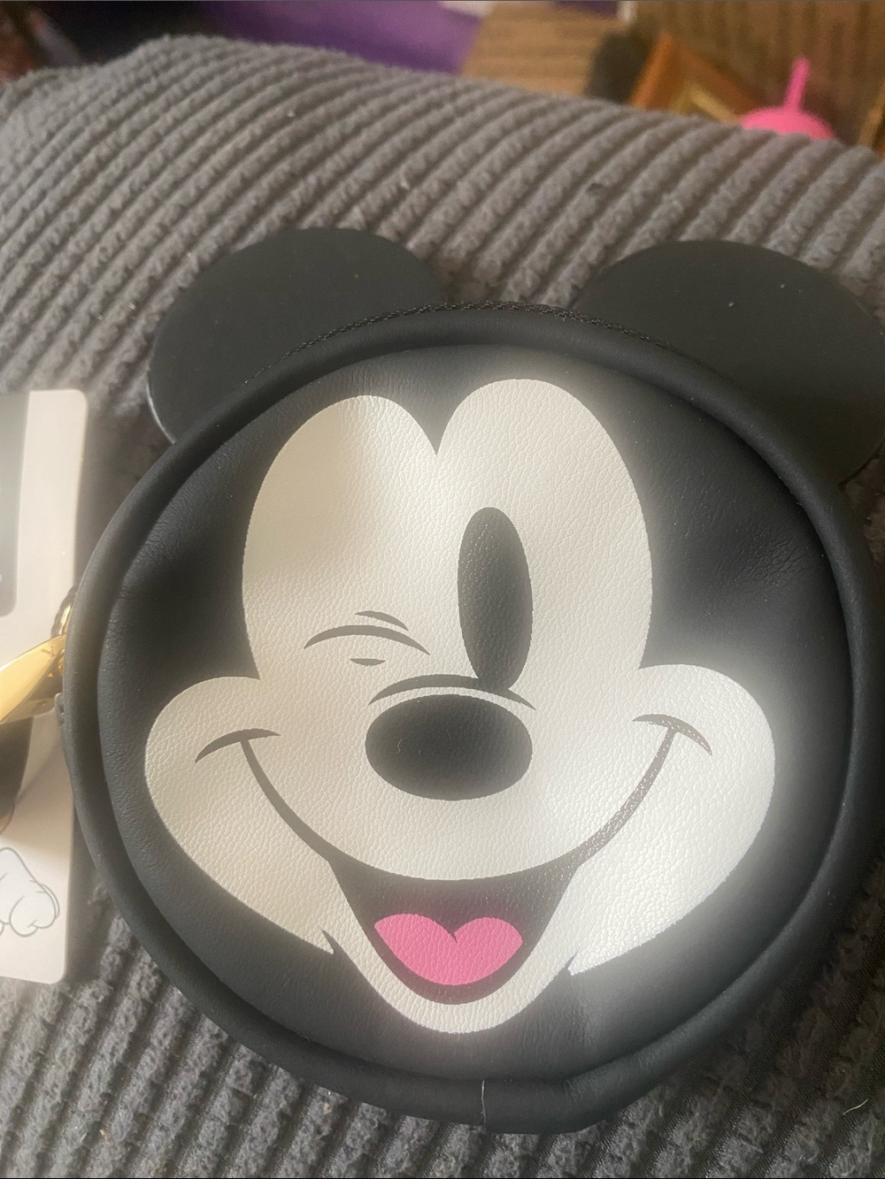 Primark Black and White Character Coin Purse with Pink Accent